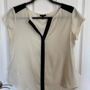 Ann Taylor black and cream silk top